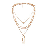 GOLD MULTI LAYER LOVE LOCK NECKLACE