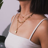 GOLD MULTI LAYER LOVE LOCK NECKLACE