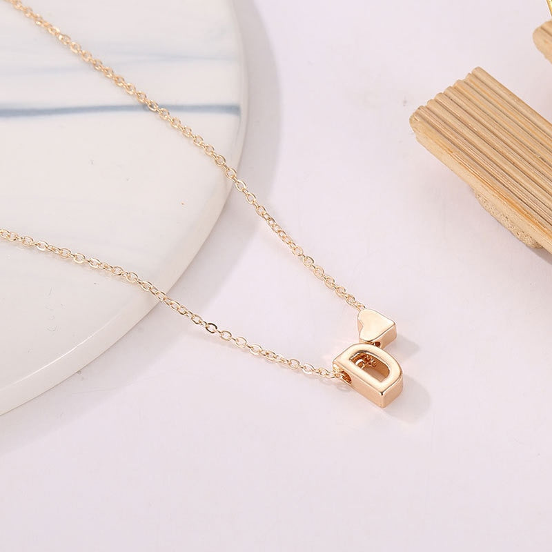 GOLD DAINTY HEART INITIAL NECKLACE™ – Shop Z Jewelry